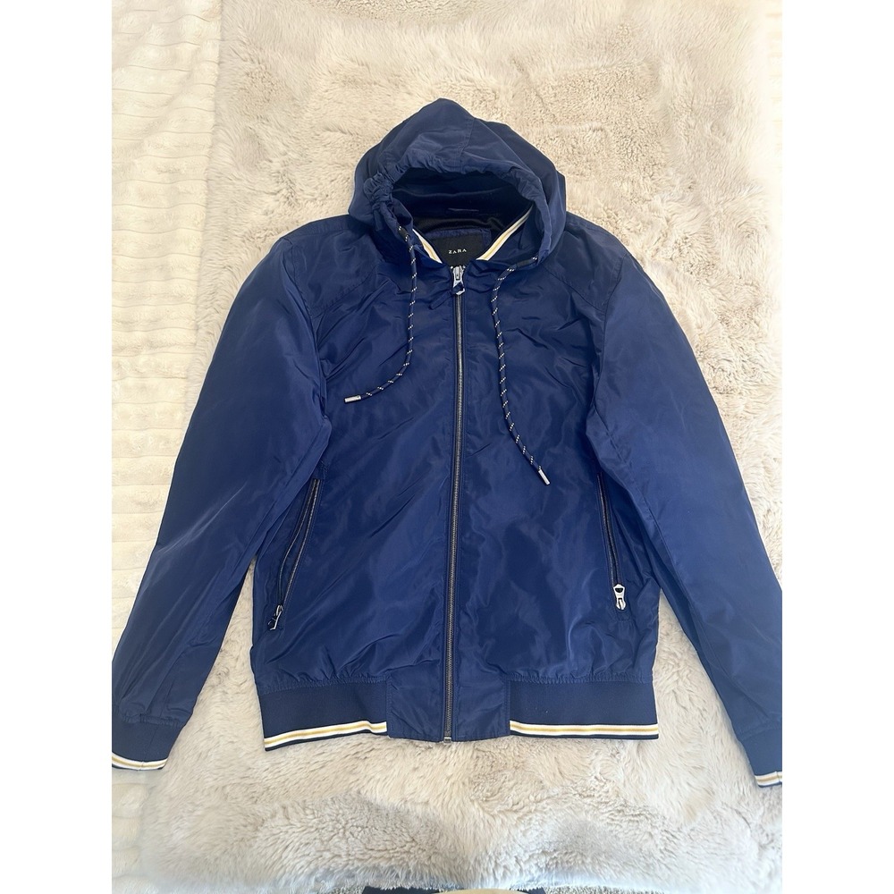 Zara Jacket Hoodie Men Blue Size Large